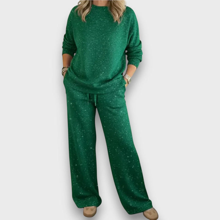 Gem | Loungewear Set with Glitter Print and Wide Leg Trousers