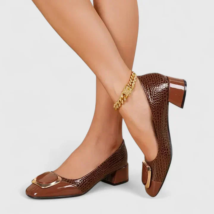 Women's Square Toe Loafers with Block Heel
