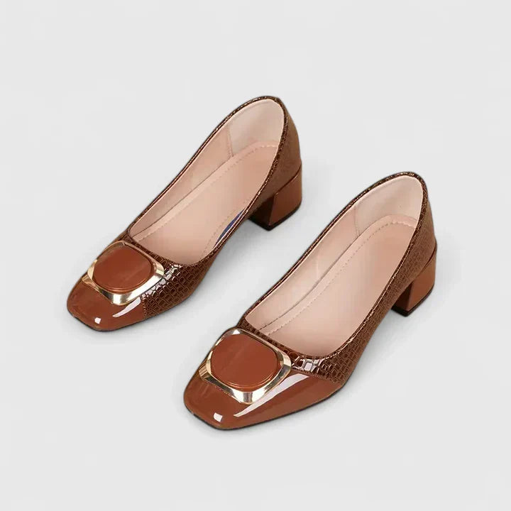 Women's Square Toe Loafers with Block Heel