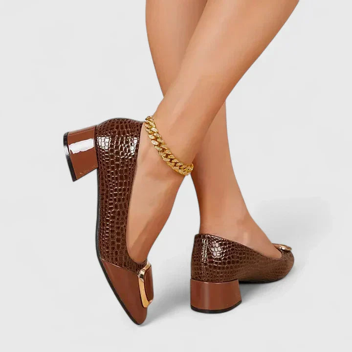 Women's Square Toe Loafers with Block Heel