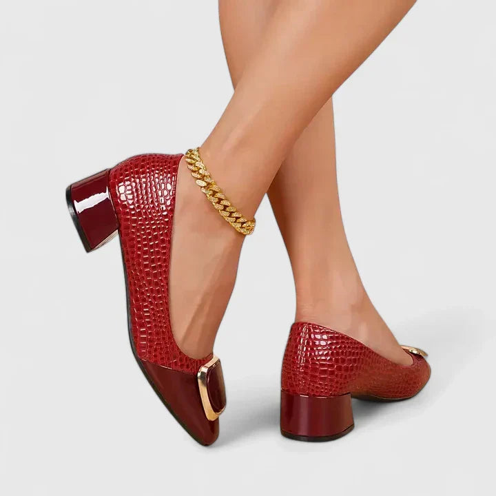 Women's Square Toe Loafers with Block Heel