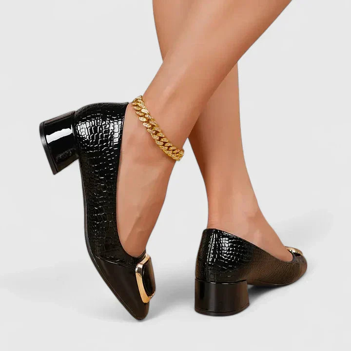 Women's Square Toe Loafers with Block Heel