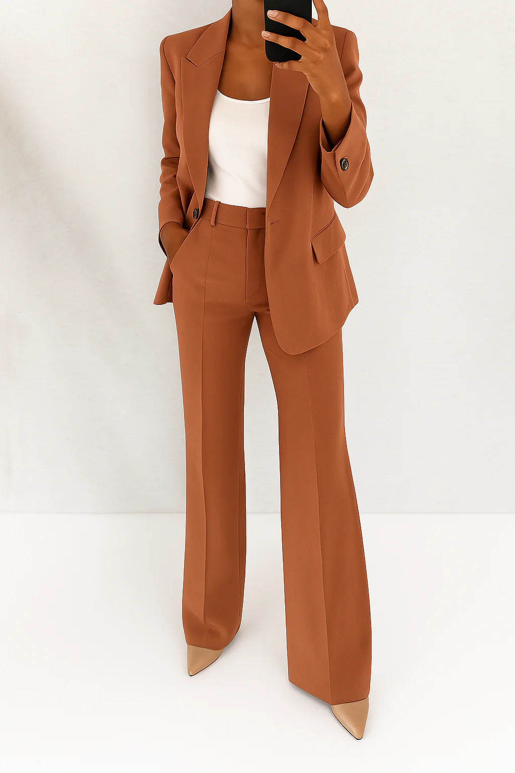 Leila | Blazer Set with Wide Leg Trousers and Single Button