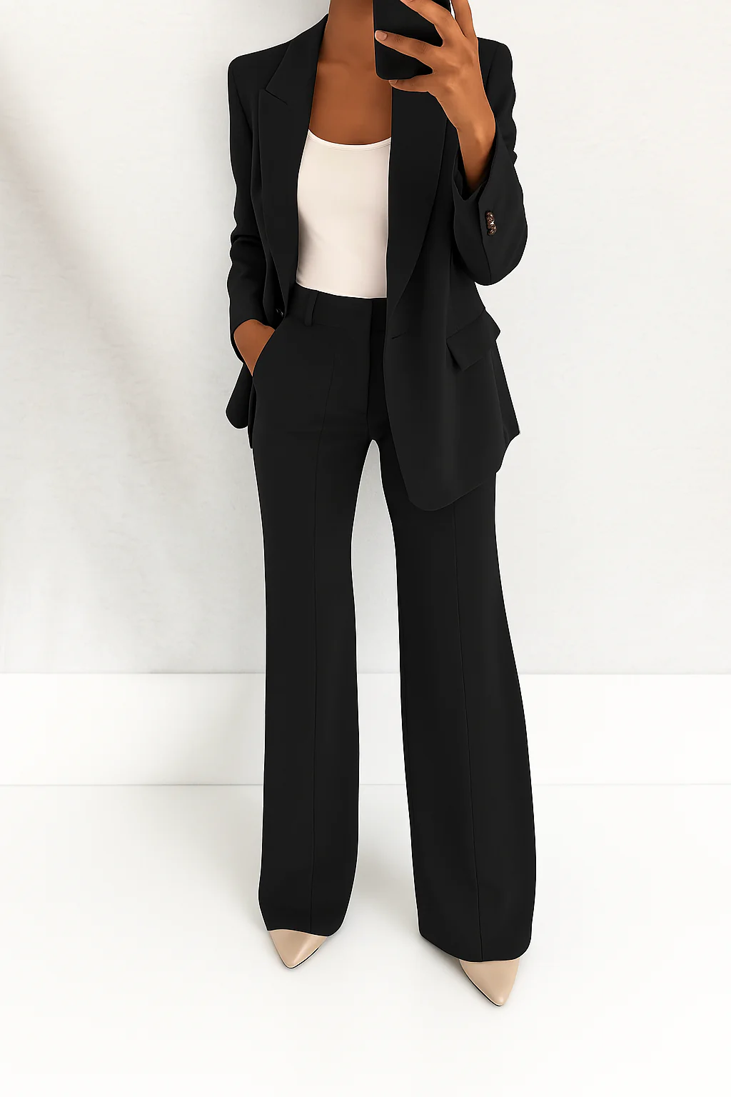 Leila | Blazer Set with Wide Leg Trousers and Single Button