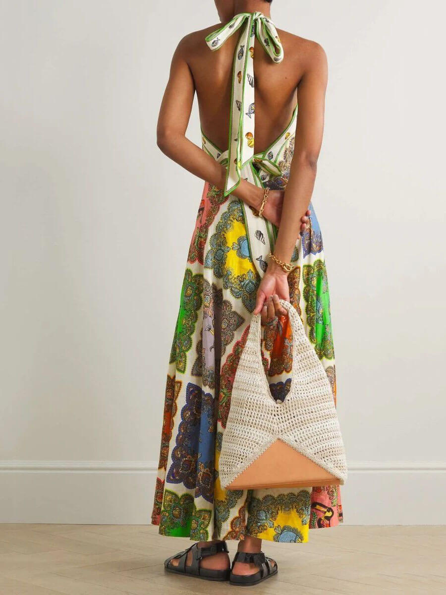 Lavinia | Maxi Halter Neck Dress with Boho Print