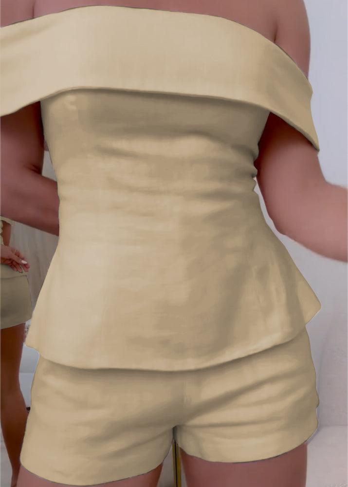 Women's Off Shoulder Two Piece Set with High Waist Shorts