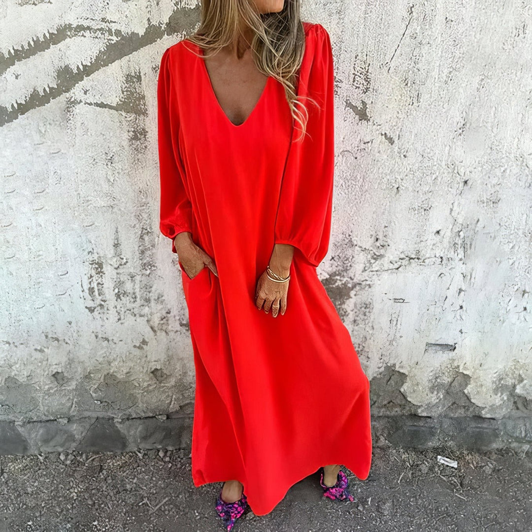 Lillian | Loose Maxi Dress Side Slit Pockets
