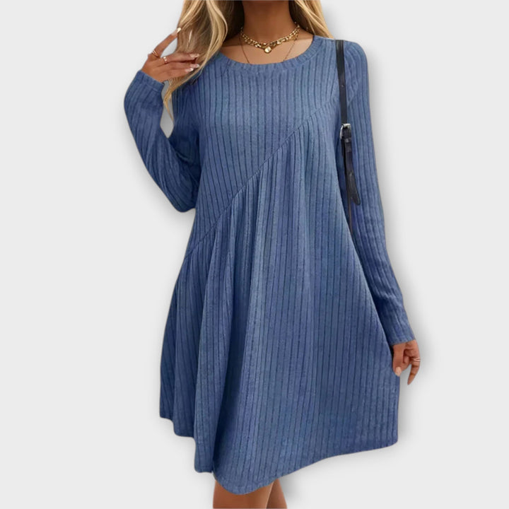 Diana | Mini Spring Dress with Round Neck and Tiered Skirt