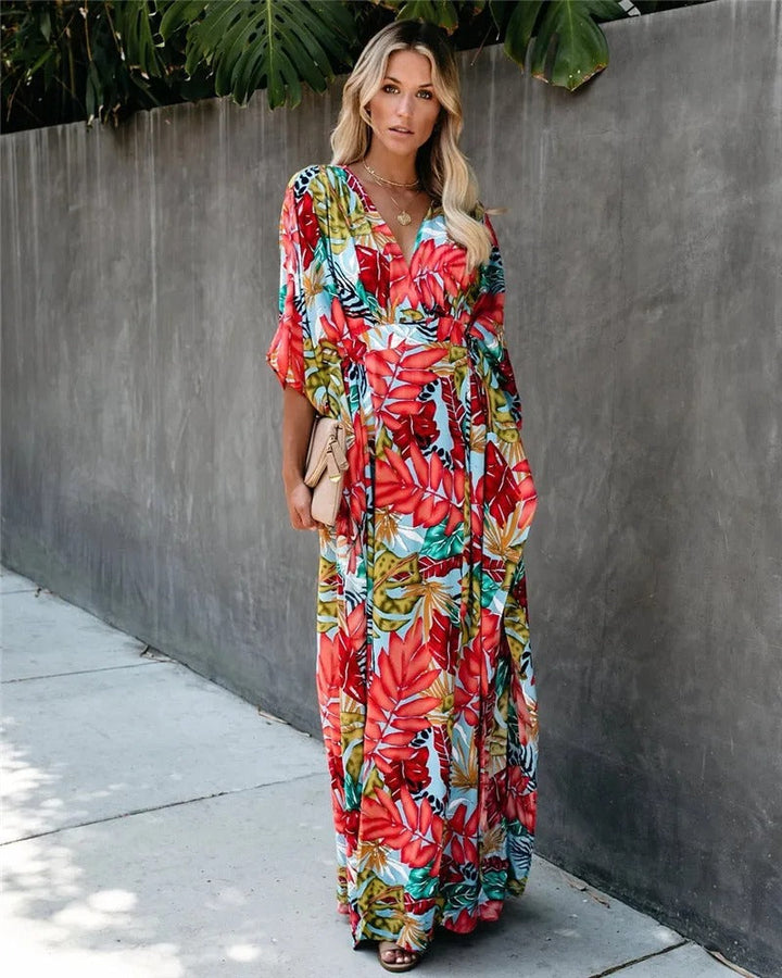 Victoria | Maxi Summer Dress with Floral Print and Empire Waist