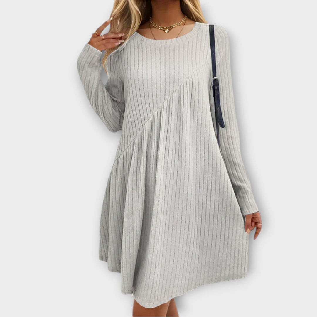 Diana | Mini Spring Dress with Round Neck and Tiered Skirt