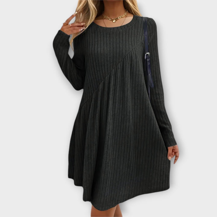 Diana | Mini Spring Dress with Round Neck and Tiered Skirt
