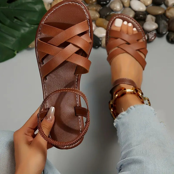 Women's Orthopedic Multi Strap Flat Sandals with Open Toe
