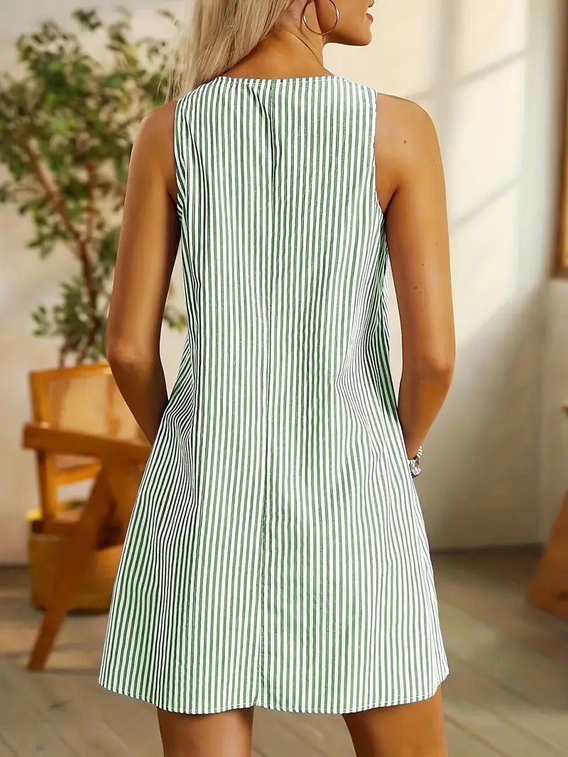 Avery | Mini Summer Dress with Vertical Stripes and Side Pockets