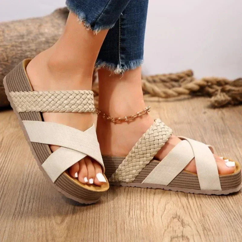 Eleanor | Orthopedic Slide Sandal with Braided Platform