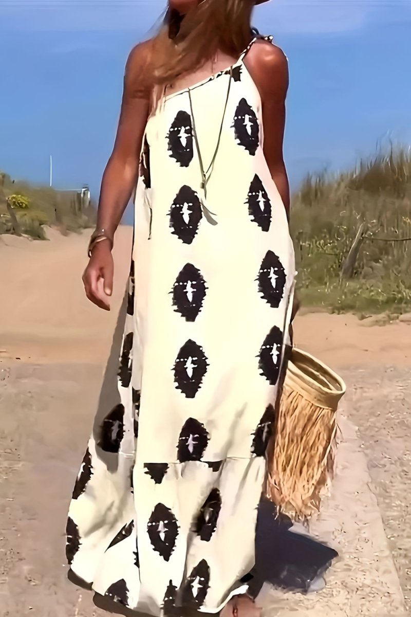 Eliza | Maxi Summer Dress with One Shoulder and Boho Print