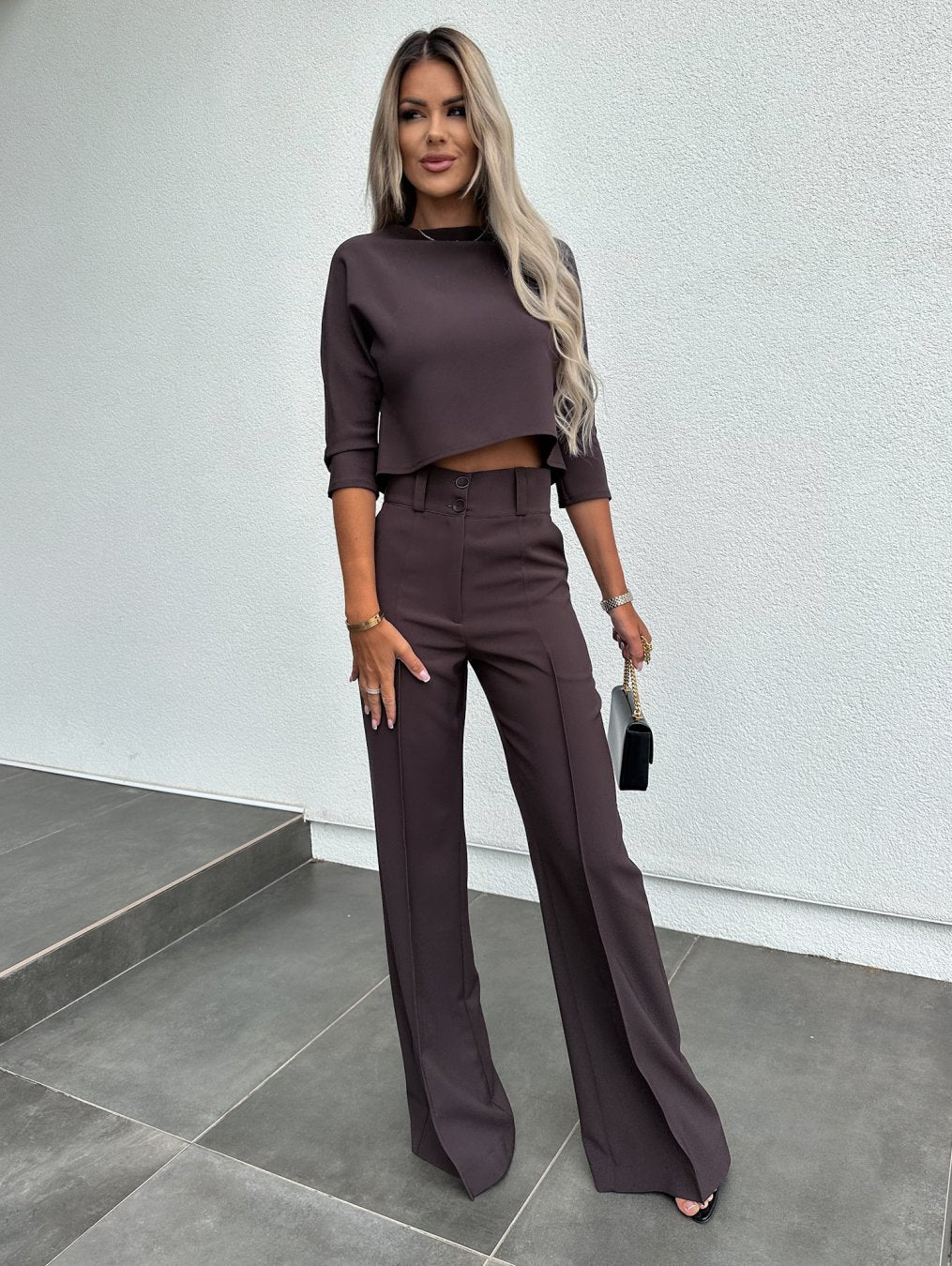 Petra | Co-ord Set with Cropped Top and Wide Leg Trousers