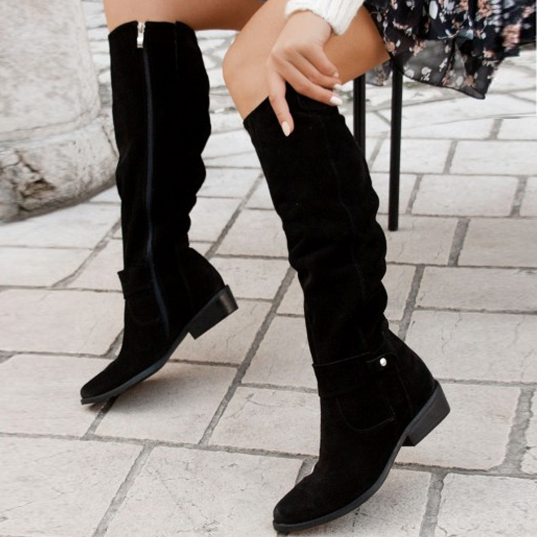 Women's Orthopedic Slouch Knee High Boots with Side Zip