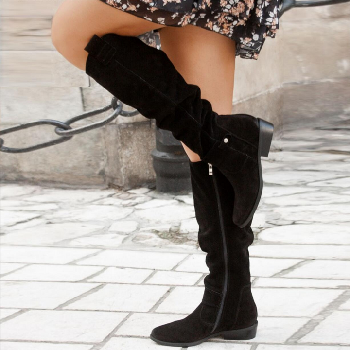 Women's Orthopedic Slouch Knee High Boots with Side Zip