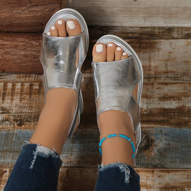 Women's Orthopedic Platform Wedge Sandals with Cutout Side