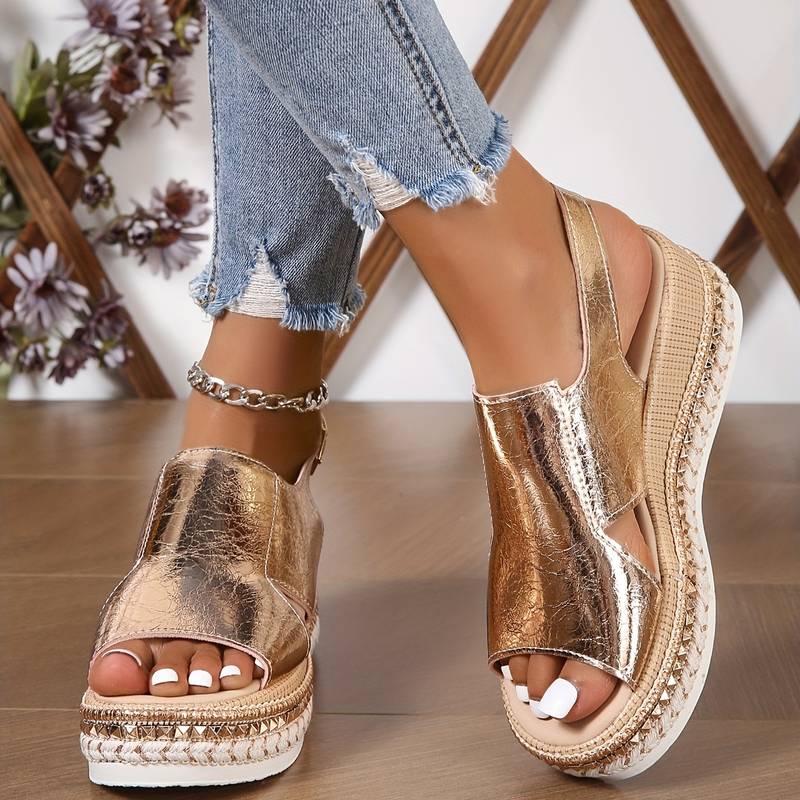 Women's Orthopedic Platform Wedge Sandals with Cutout Side