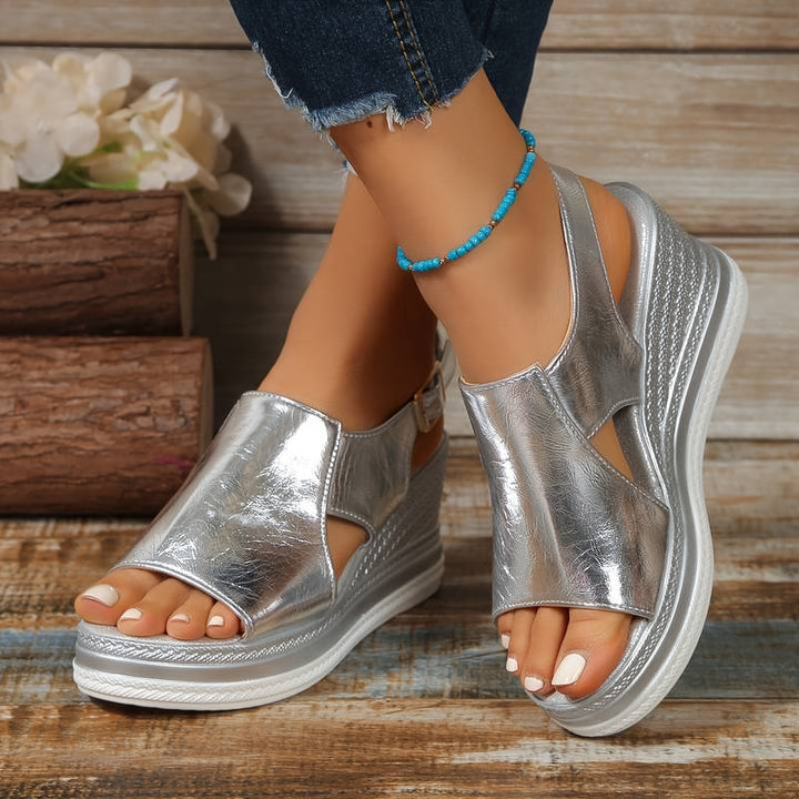 Women's Orthopedic Platform Wedge Sandals with Cutout Side