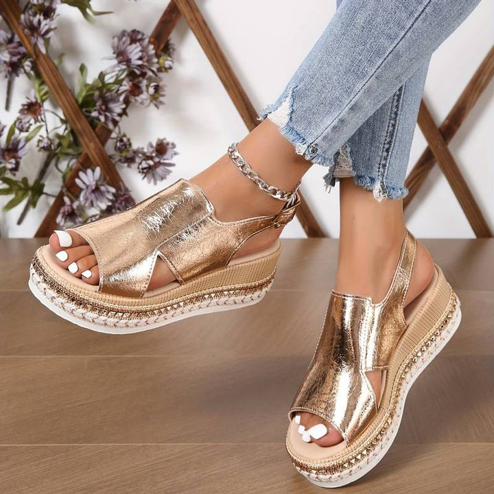 Women's Orthopedic Platform Wedge Sandals with Cutout Side