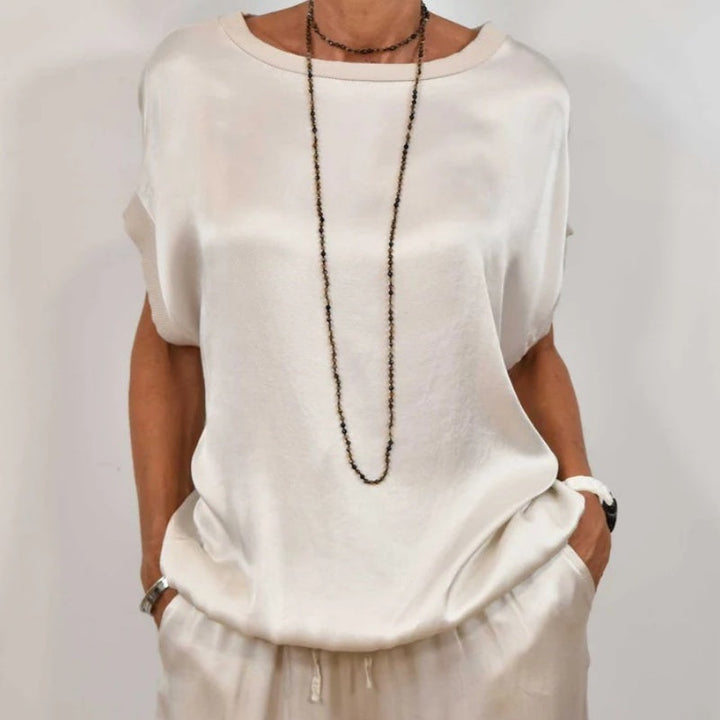 Luna | Matching Set with Wide Leg Trousers and Tie Waist Top