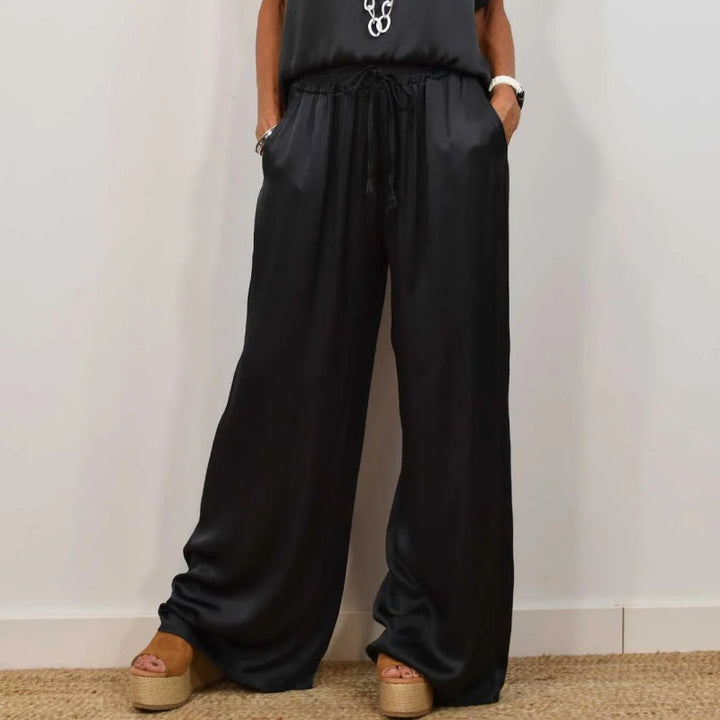 Luna | Matching Set with Wide Leg Trousers and Tie Waist Top