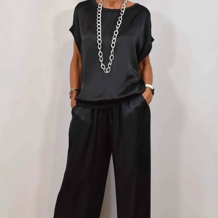Luna | Matching Set with Wide Leg Trousers and Tie Waist Top
