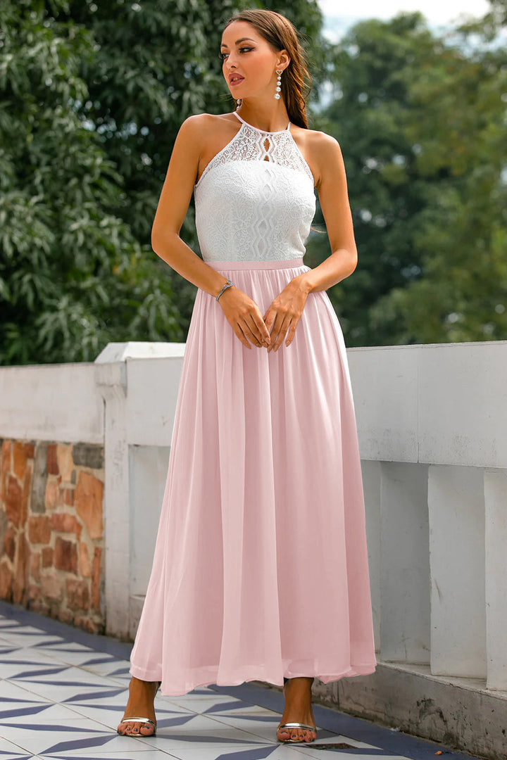 Women's Halter Neck Maxi Dress with Defined Waist