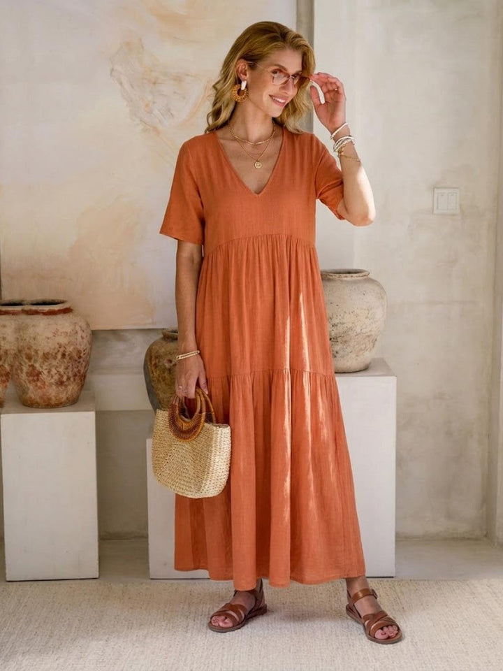 Nora | Boho Maxi Dress V-Neck Tiered