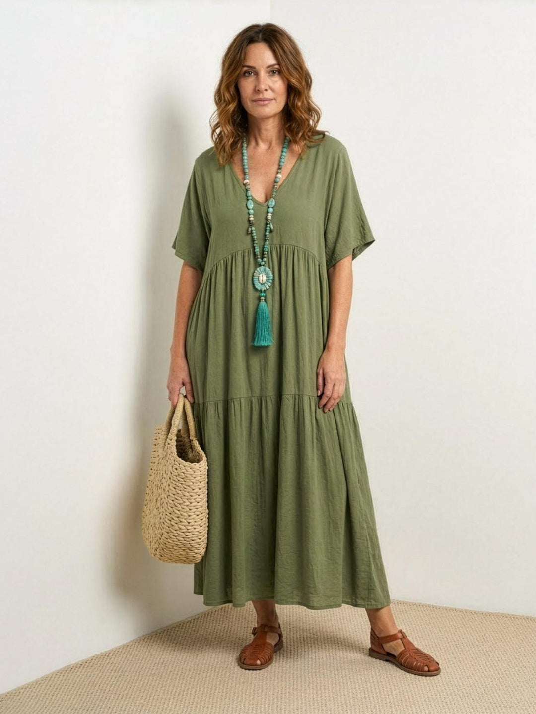 Nora | Boho Maxi Dress V-Neck Tiered