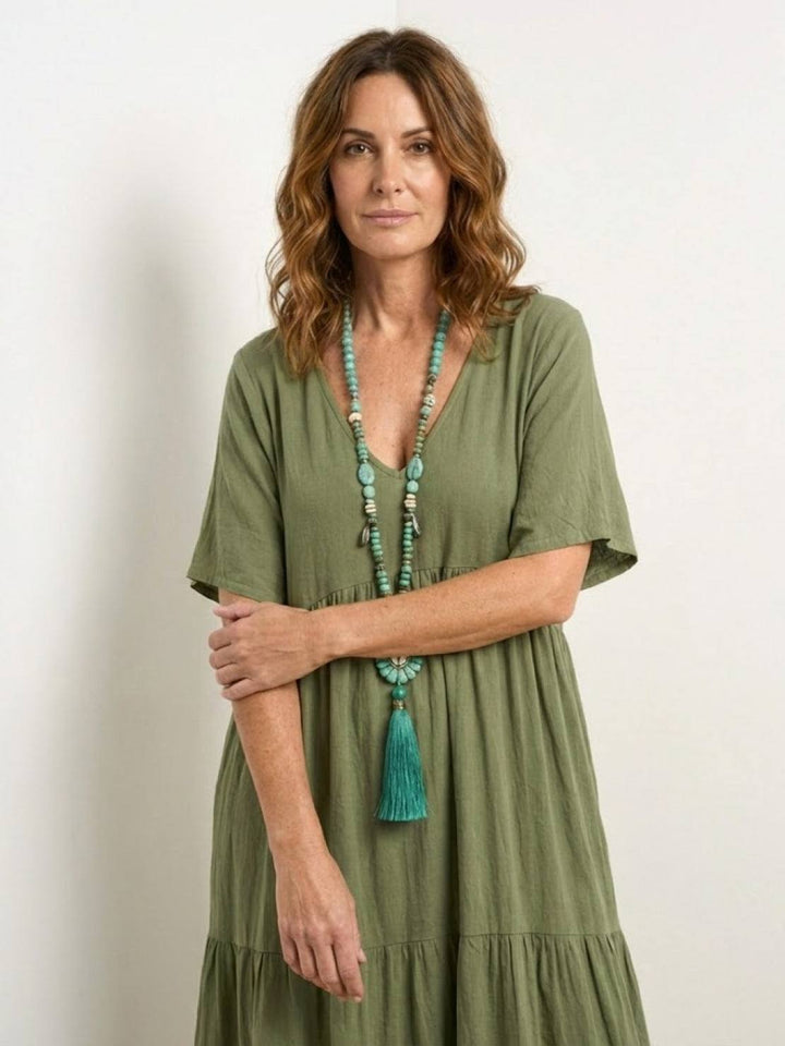 Nora | Boho Maxi Dress V-Neck Tiered