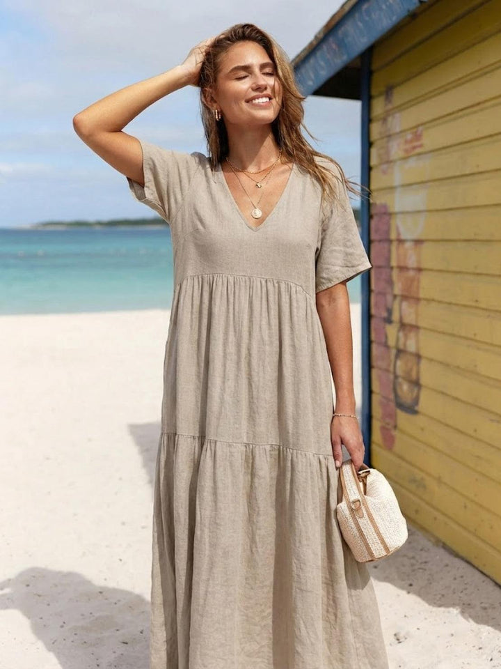 Nora | Boho Maxi Dress V-Neck Tiered