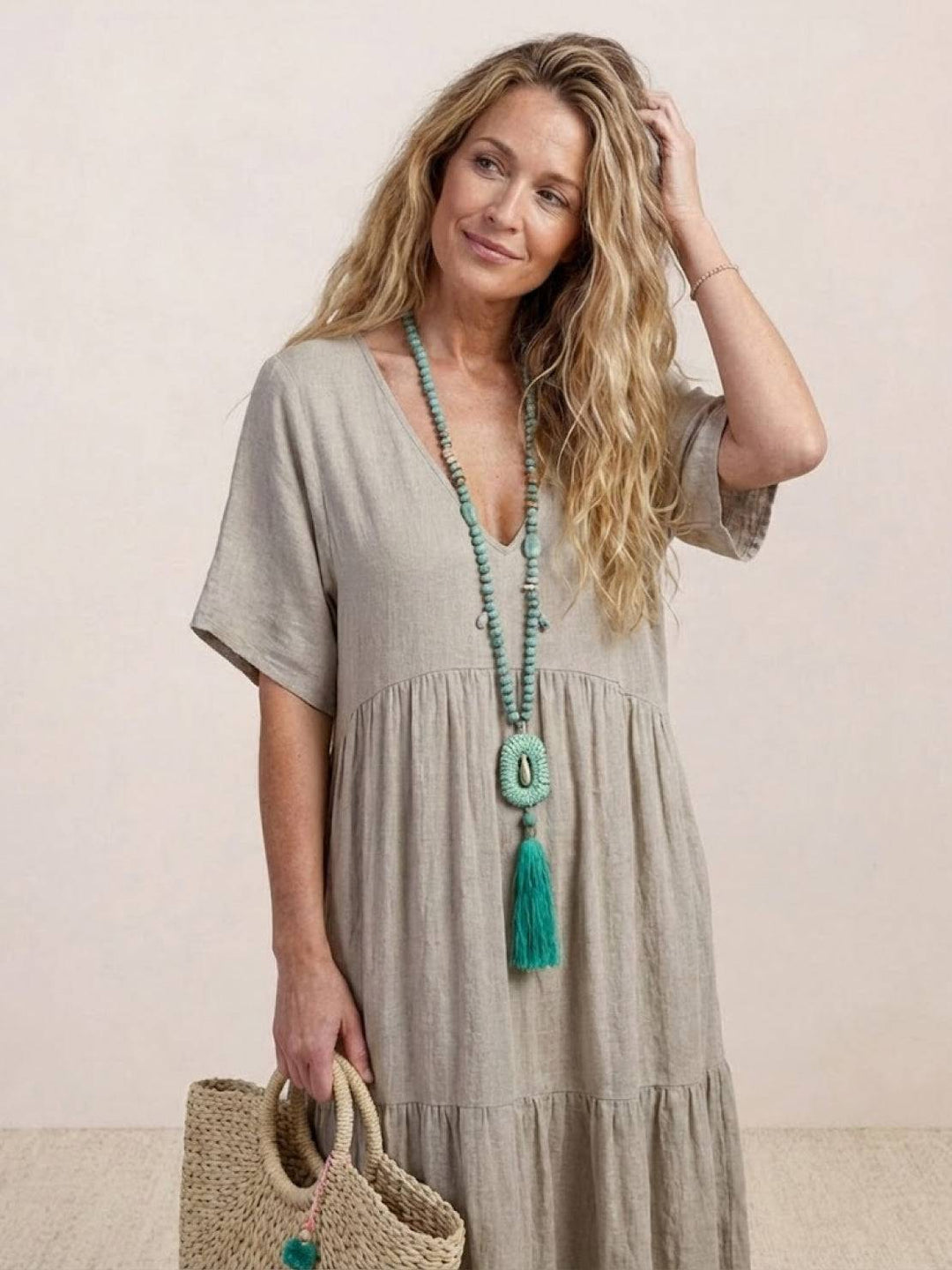 Nora | Boho Maxi Dress V-Neck Tiered