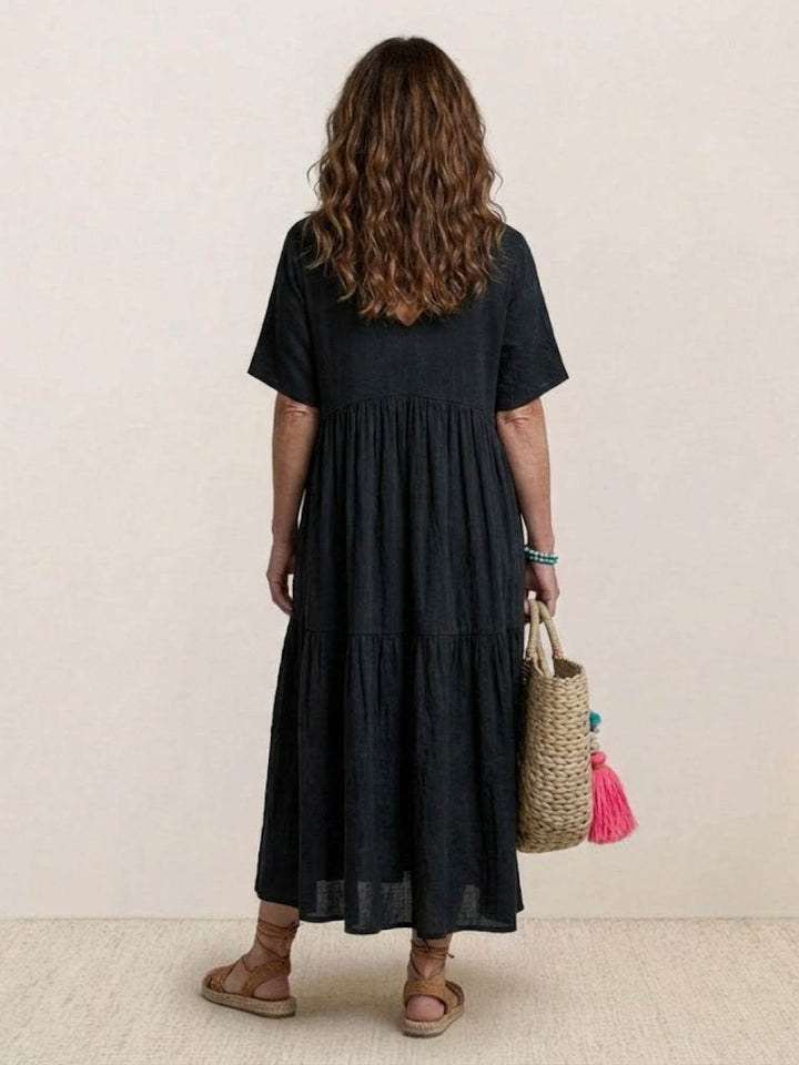 Naomi | Maxi Summer Dress with V-Neck and Tiered Skirt