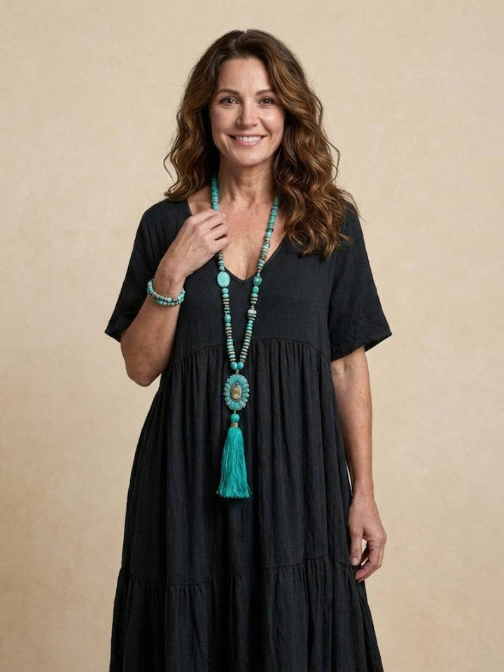 Nora | Boho Maxi Dress V-Neck Tiered