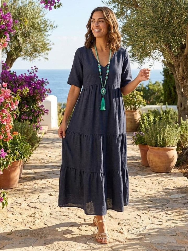 Nora | Boho Maxi Dress V-Neck Tiered