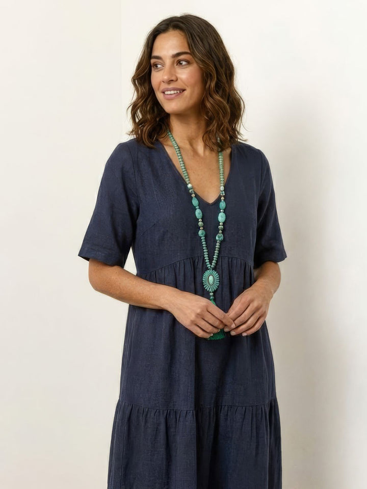 Nora | Boho Maxi Dress V-Neck Tiered