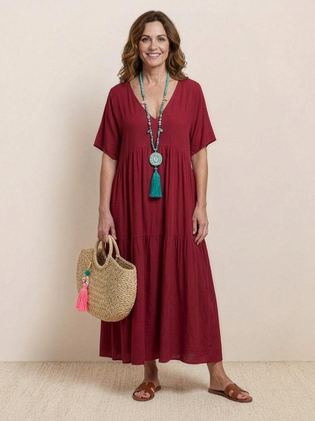 Nora | Boho Maxi Dress V-Neck Tiered
