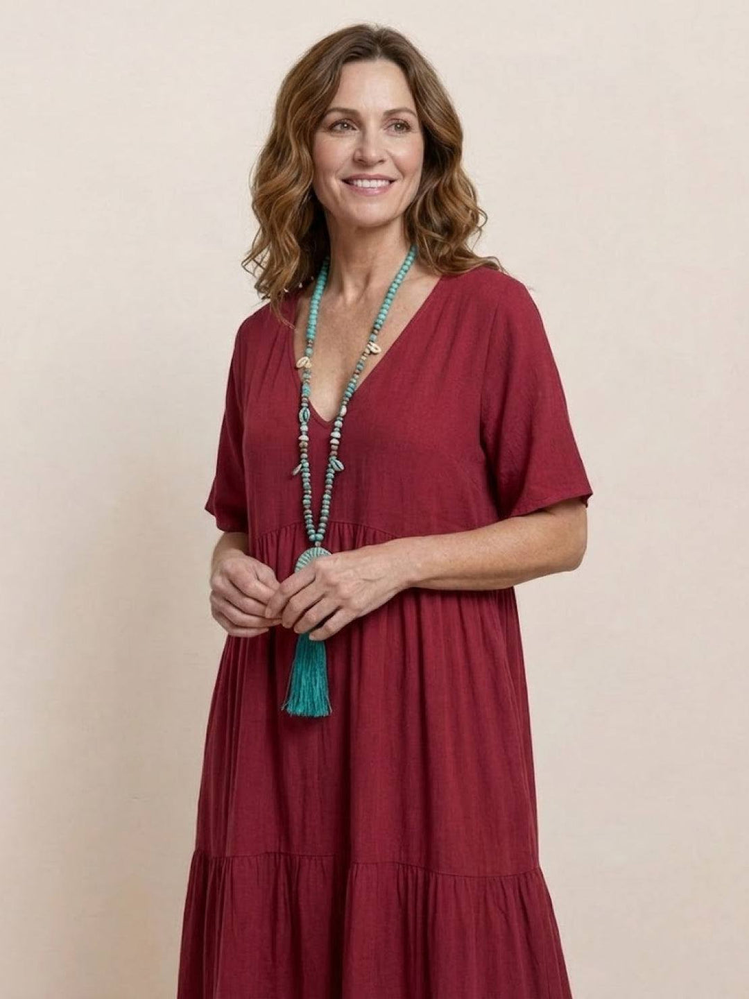 Nora | Boho Maxi Dress V-Neck Tiered