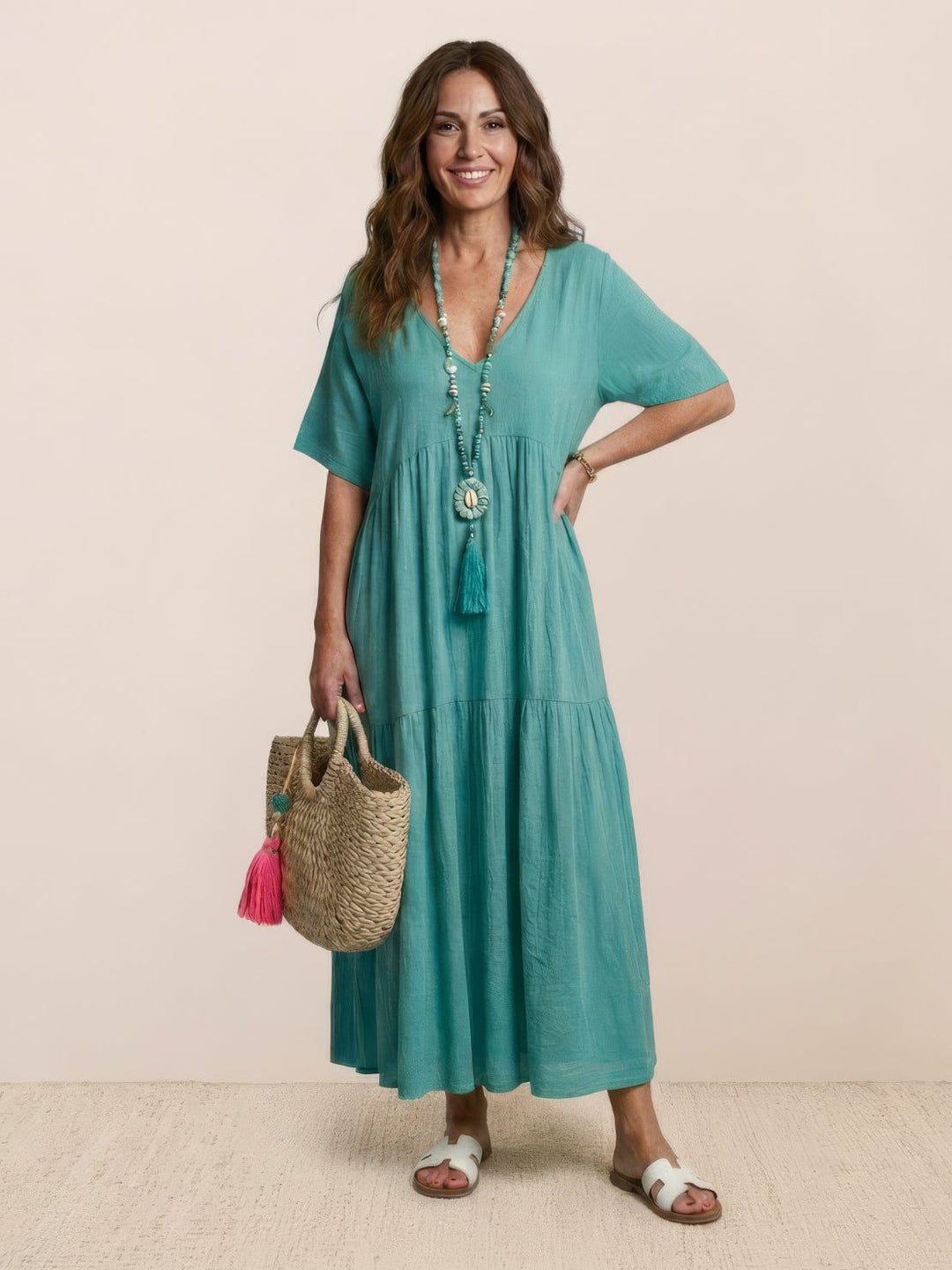 Nora | Boho Maxi Dress V-Neck Tiered