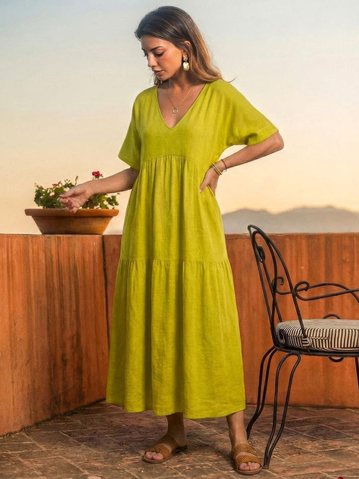 Nora | Boho Maxi Dress V-Neck Tiered