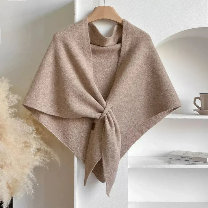 Women's Draped Wrap Poncho Shawl with Front Tie