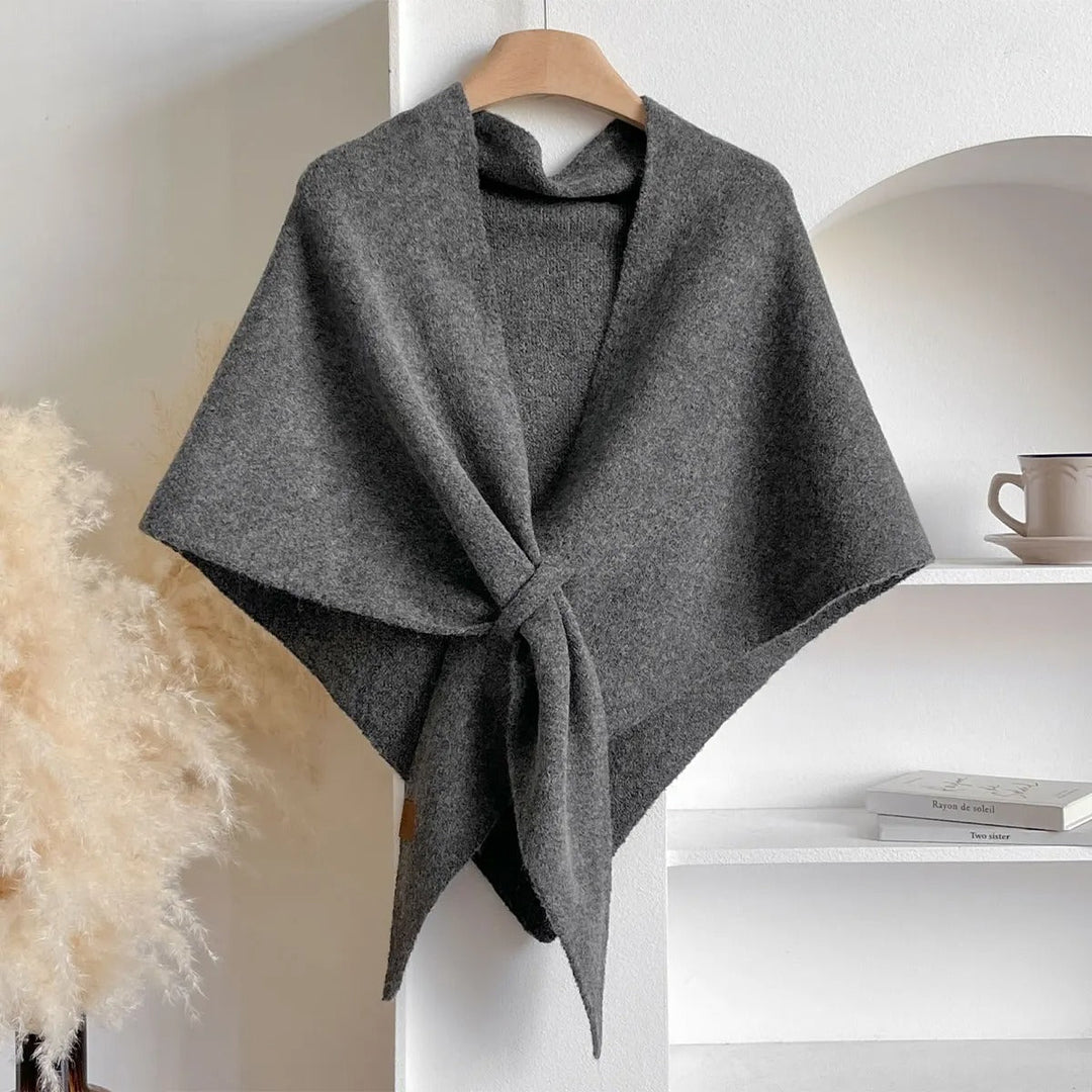 Women's Draped Wrap Poncho Shawl with Front Tie