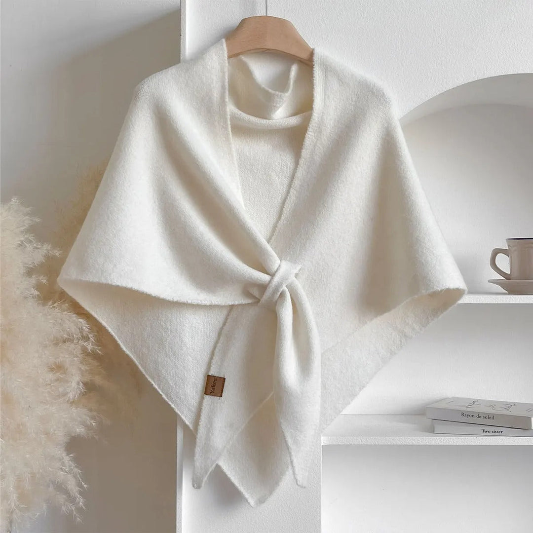 Women's Draped Wrap Poncho Shawl with Front Tie