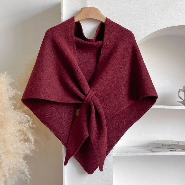 Women's Draped Wrap Poncho Shawl with Front Tie