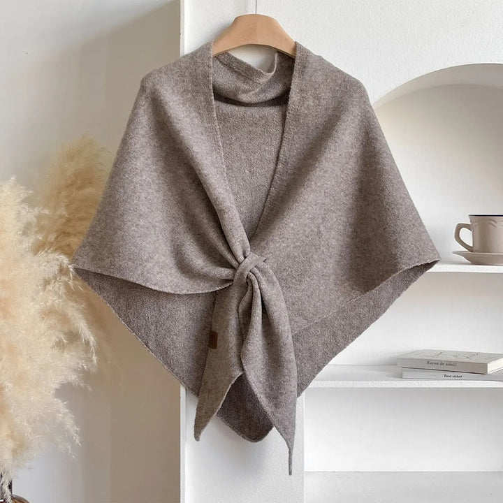 Women's Draped Wrap Poncho Shawl with Front Tie